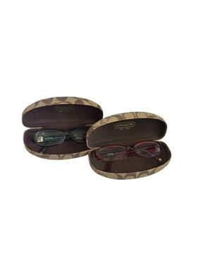 Coach - set of 2 prescription eye glasses slim frames & cases black & burgandy